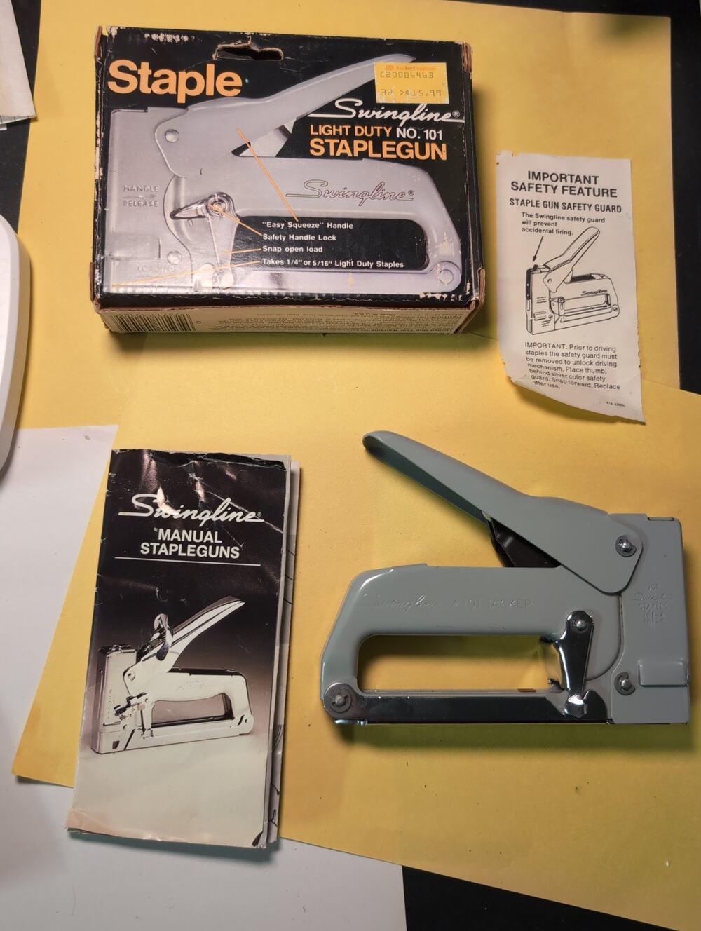 Vintage Grey Swingline Easy Squeeze Decorator 101 Staple Gun Stapler In Box